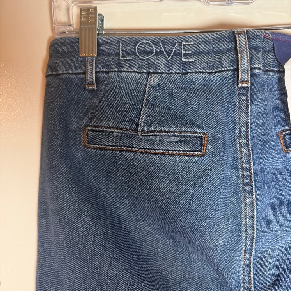 SUNDRY Women's Blue Denim Jeans Size 27 Frayed Hem Distressed Straight Leg - Picture 4 of 11